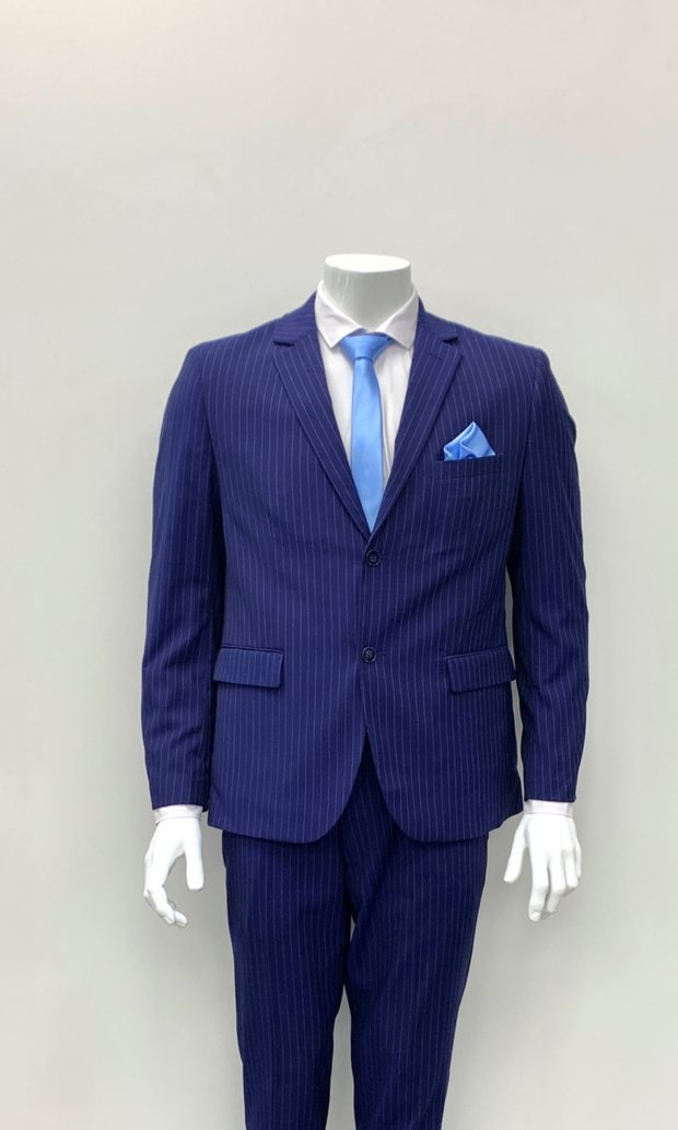 Blue striped hire suit
