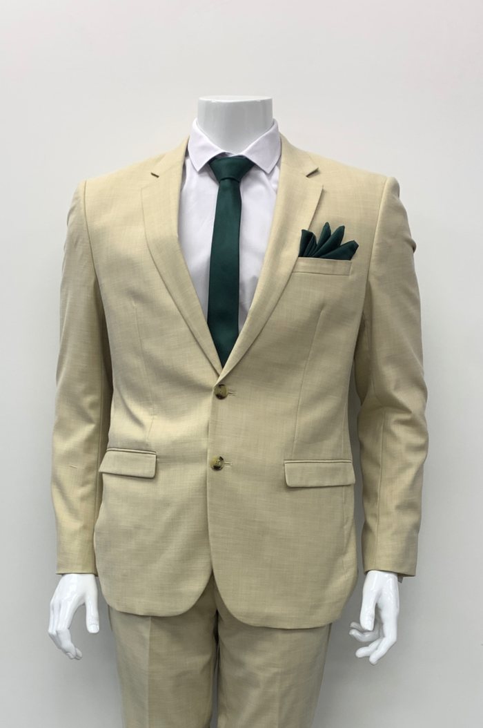 Cream slim fit hire suit