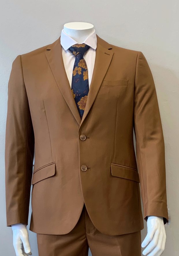 Rust slim fit hire suit